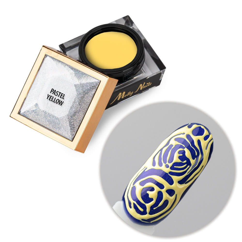Creative Flow Color Gel - kreatywny NailArt żel do efektu topniejących, miękkich wzorów Molly Nails Pastel Yellow HEMA/Di-HEMA free 5 g