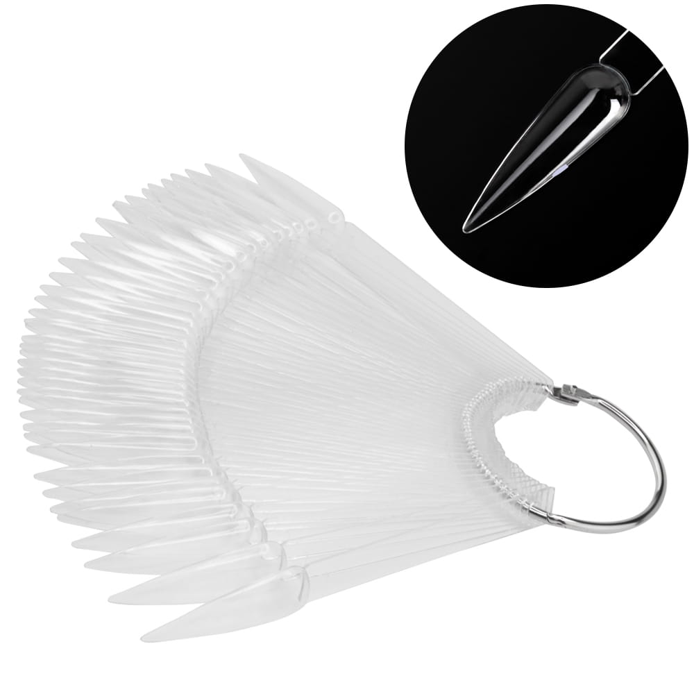 Wzornik próbnik szpic na kole do żeli lakierów hybryd i pyłków transparentny 50 szt