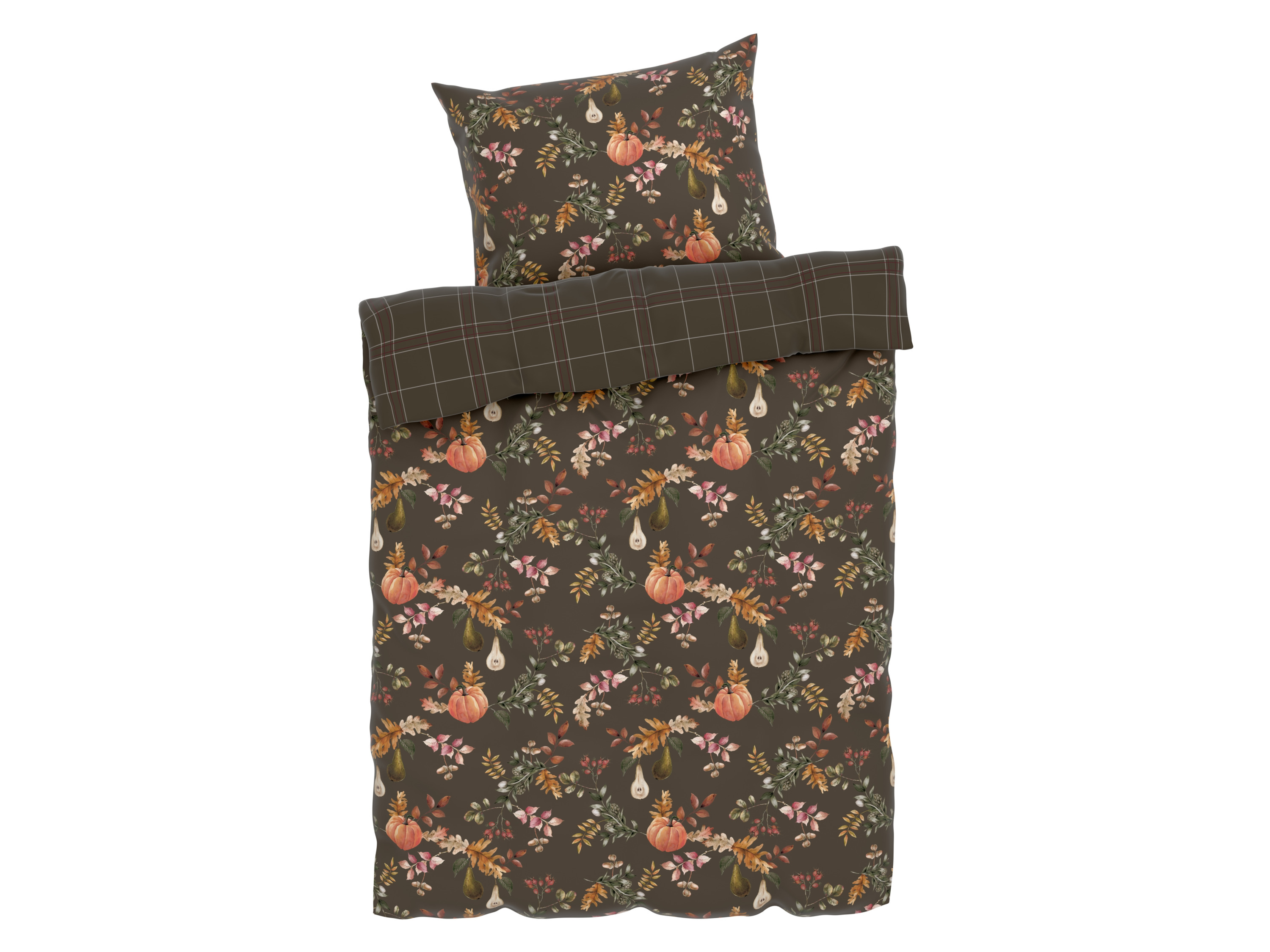 Livarno home Pościel z mikrowłókna satynowego, 140 x 200 cm Dynia/brąz