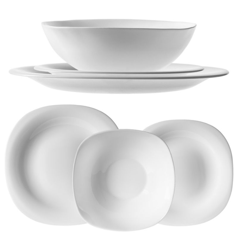 Zestaw KADAX salaterka + talerz deserowy + talerz płaski, biały 1 kpl.