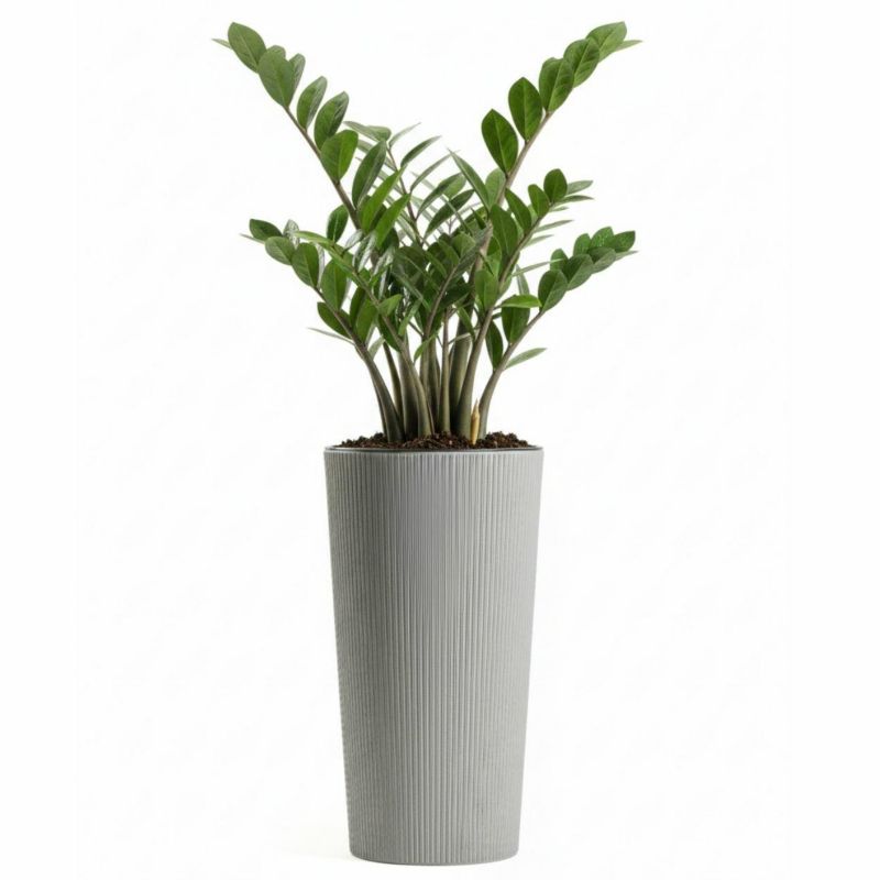 Wysoka doniczka Urbanika ECO HowHomely z wkładem plastikowa szara h36,4x19,6 cm 1 szt.