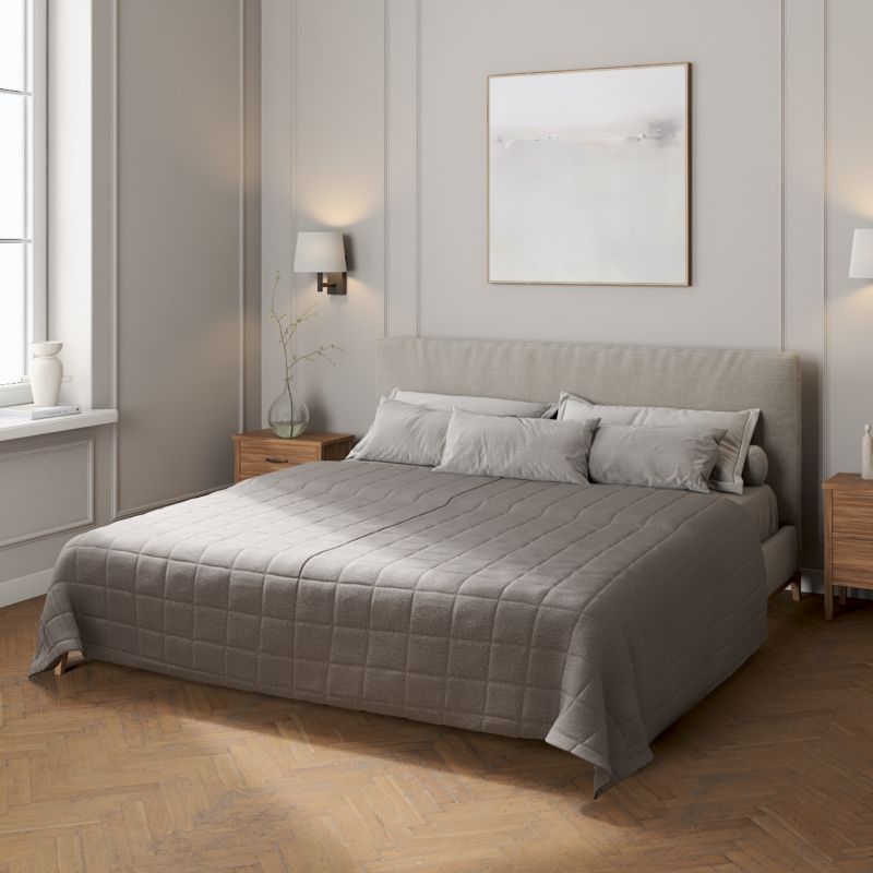 Narzuta pikowana w kratę Dekoria 170 x 210 cm szary 1 szt.