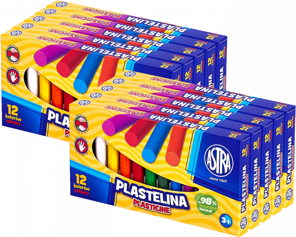 10x Plastelina Astra, 12 kolorów