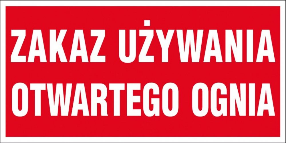 Tabliczka informacyjna Anro, "Zakaz używania otwartego ognia"
