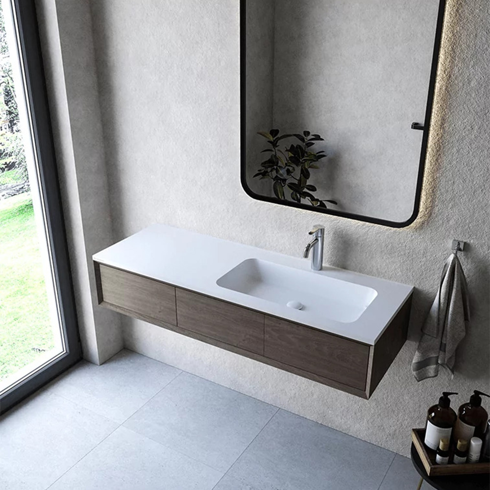 Cristalstone Linea Simpla umywalka 130x45 cm wpuszczana prostokątna biały U1300-MBPOT/CR