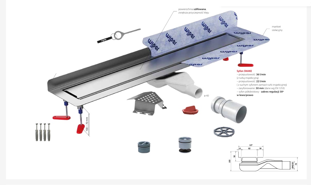 Wiper New Invisible odpływ liniowy 120 cm stal 500.0804.00.120
