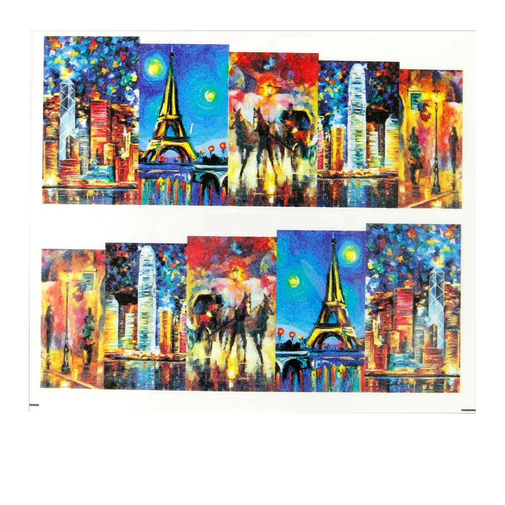 Naklejki wodne do paznokci arkusz 6,5 x 5,5cm na 10 palców yb Nr 999