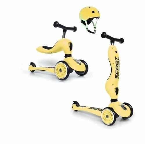 ScootandRide Highwaykick1 - hulajnoga, jeździk 2 w 1+ kask XXS-S-Lemon