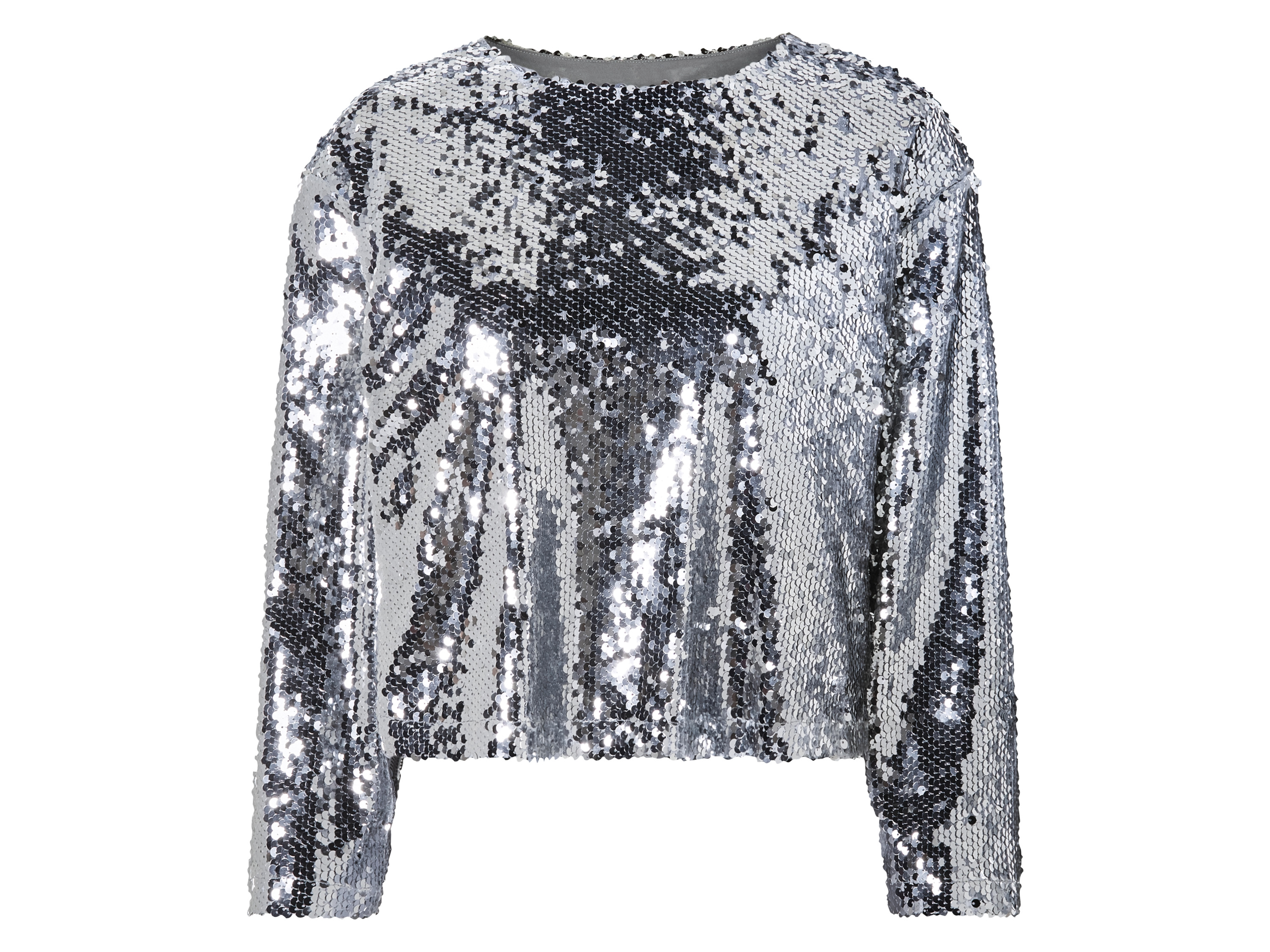 esmara Bluzka damska z cekinami Srebrny, M40/42