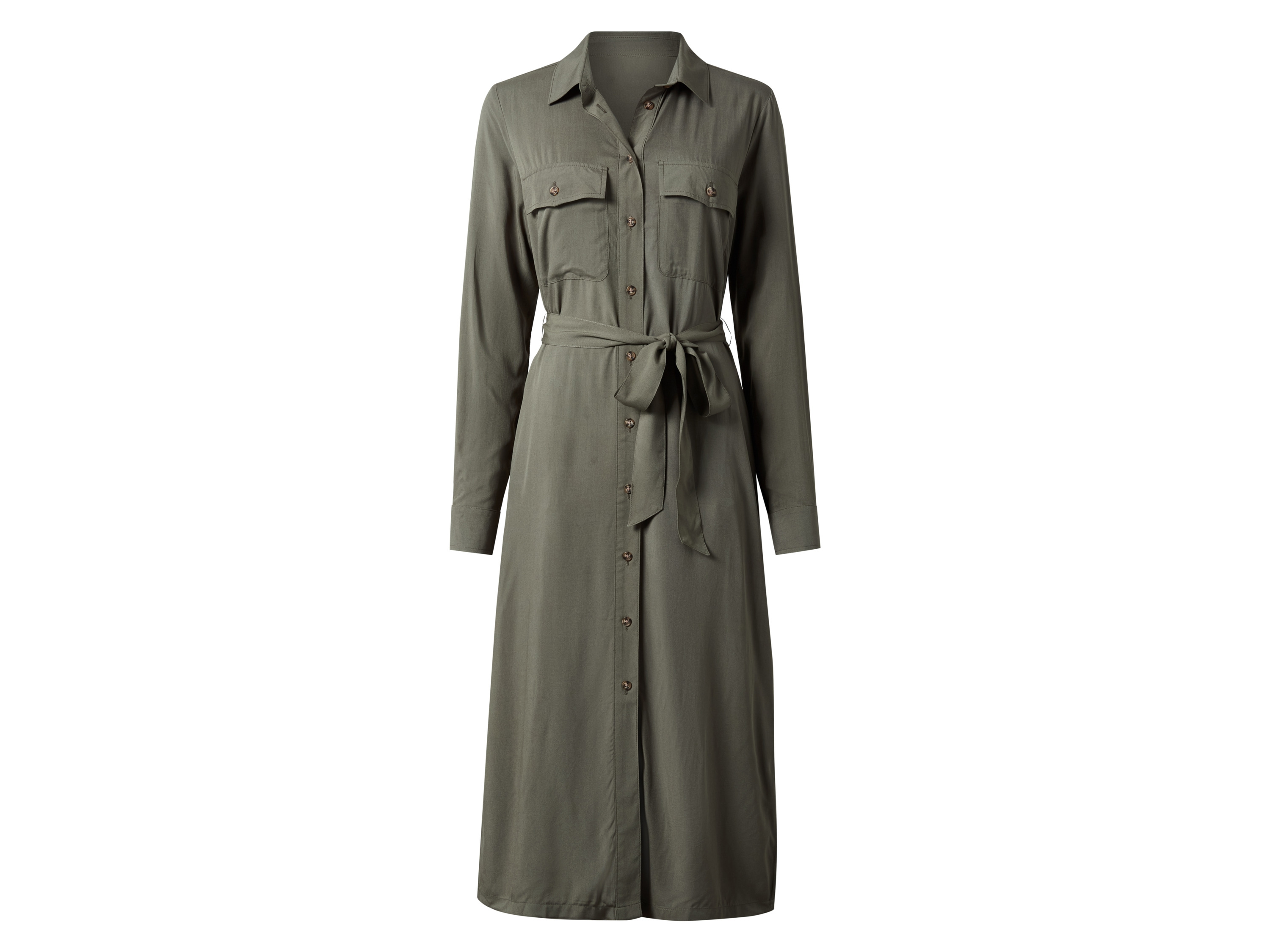 esmara Sukienka koszulowa damska z wiskozy Khaki, 44