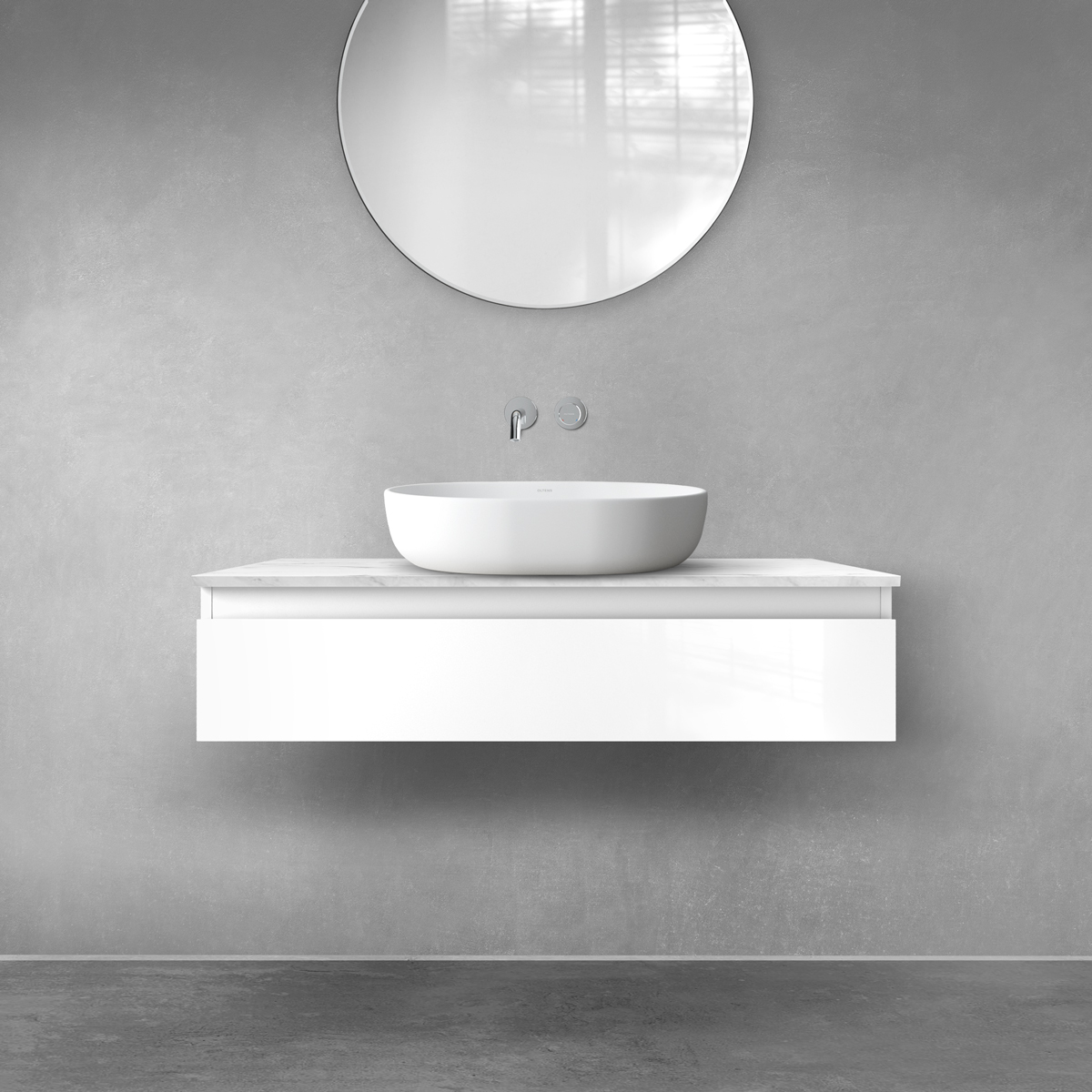 Darmowa Dostawa - Szafka z blatem 100x45.6x25.2 cm podumywalkowa wisząca biała Oltens Vernal 68708000