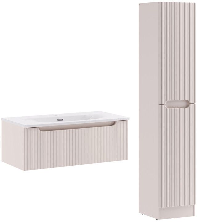 Darmowa Dostawa - Zestaw mebli łazienkowych 80x40x180.5 cm podumywalkowa wisząca beżowa Comad Nova Cashmere SETNOC80CM1SSKY3HCLB