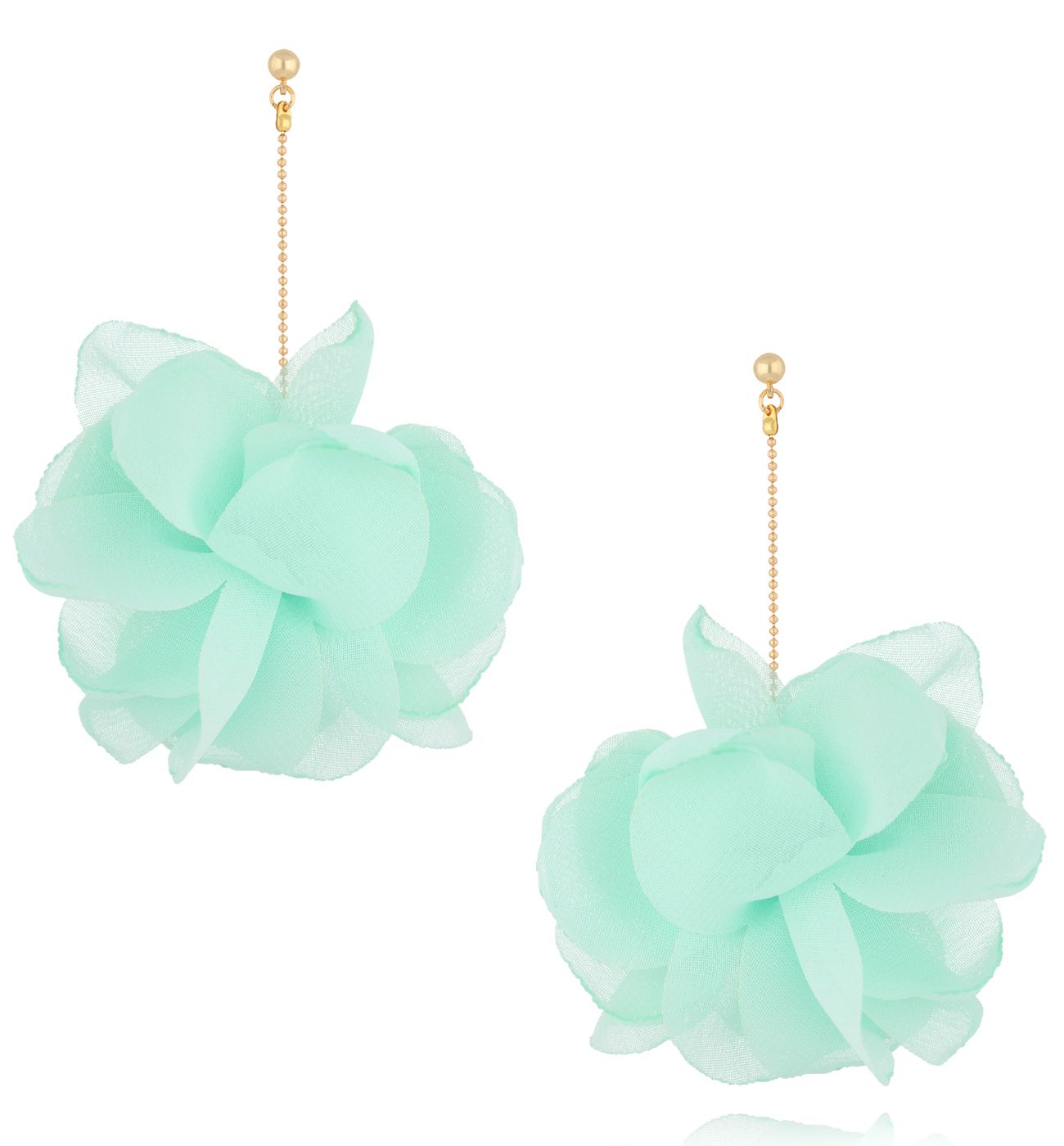 Kolczyki z miętową tkaniną KBL1901