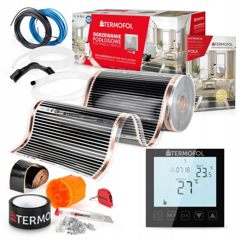 ZESTAW Folia Grzewcza TERMOFOL na podczerwień moc 220W 50cm pow. 2m² + TF-H1 BLACK 1kpl