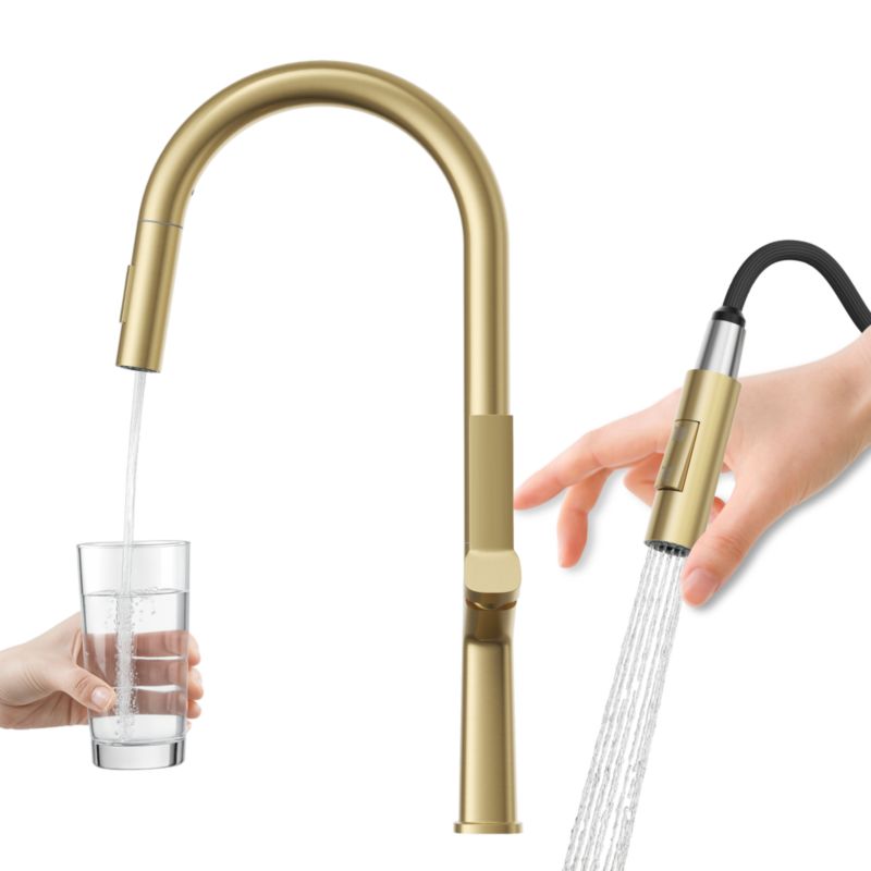 Bateria Kuchenna Z Wyciąganą Wylewką Obrotowa Wysoka Granitan Ellis brushed gold 1 szt.