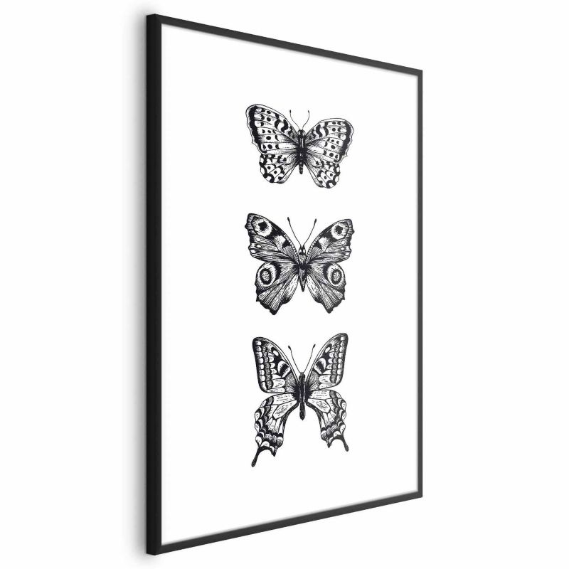 Plakat Artgeist Trzy motyle 21x30 cm z ramą czarną 1 szt