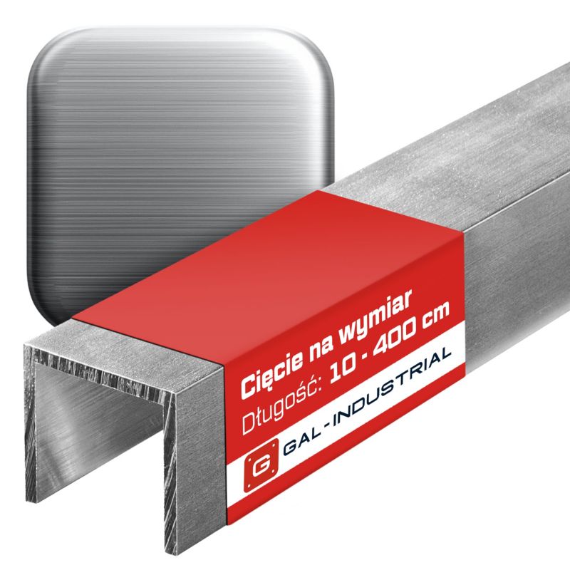 Ceownik aluminiowy SZCZOTKOWANY GAL-INDUSTRIAL 40x40x40x4mm 270 cm PROFIL U Na wymiar 1 szt.