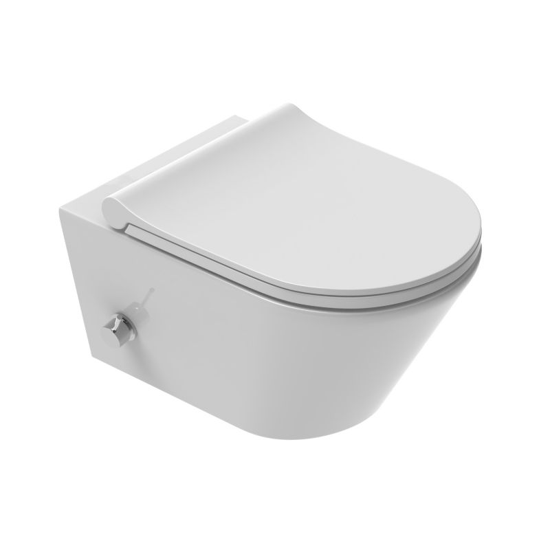 Miska WC Domo z funkcją bidetu z baterią ciepła zimna woda deska duroplast slim soft close 1szt