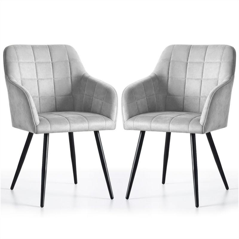 Krzesło tapicerowane z przeszyciami kwadratowymi AKORD Szare LUXANO Czarne nogi 2 szt.