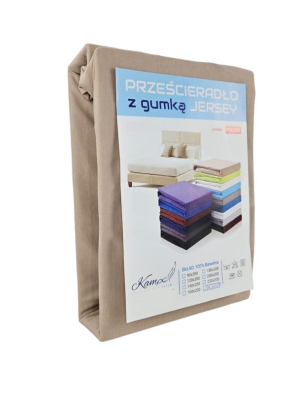 Prześcieradło gumka jersey KAM-POL bawełna premium 80x220 cappucino 1 szt.