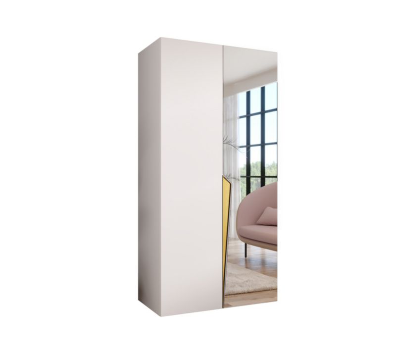 Szafa uchylna z lustrem otwierana Abiks PIANO 2 100 wys 202 cm Biały + Złoty 1 szt