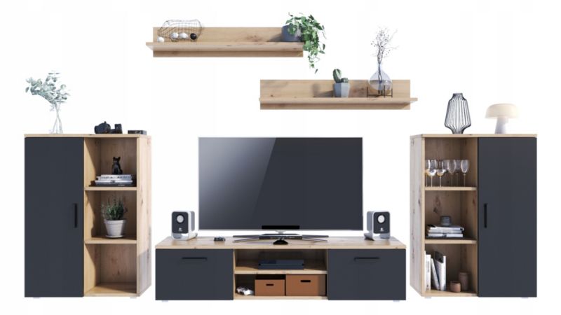 Meblościanka Matkam HERKULES artisan-czarny 1 szt.