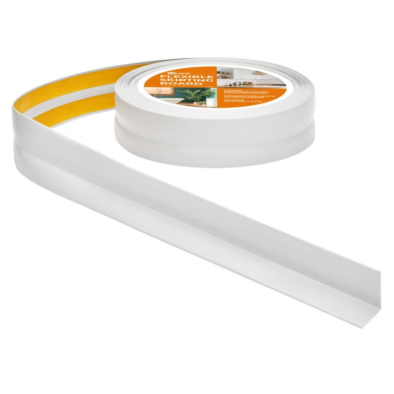 Listwa wykończeniowa QUEST PCV 18x18 mm, Samoprzylepna Elastyczna Miękka Taśma Dekoracyjna - jasnoszary, 25m
