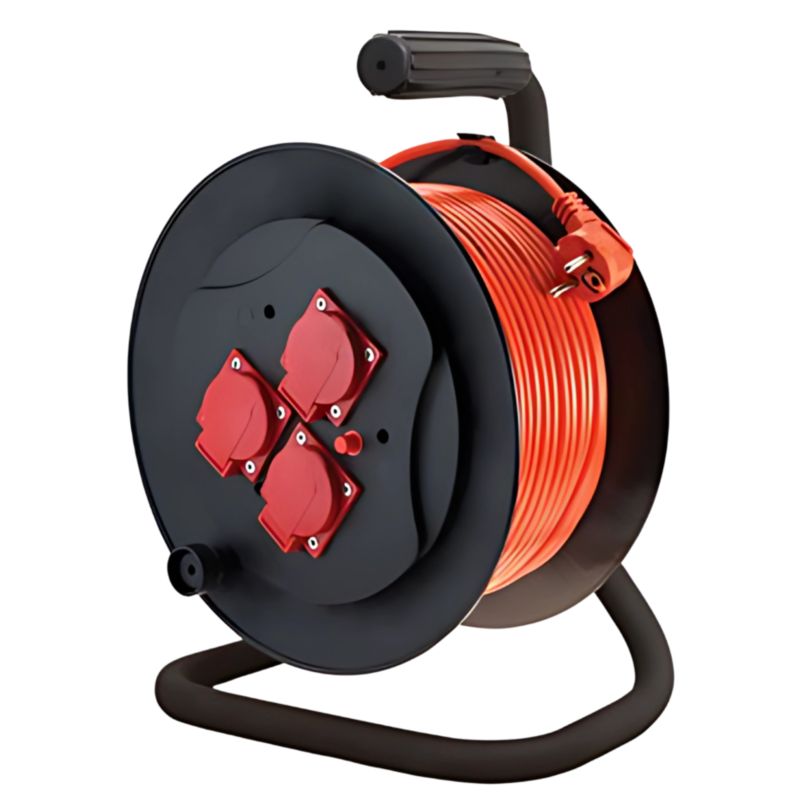 Przedłużacz bębnowy Elgotech 25 m 3x1,5 3 Gniazda Czarny 1 szt.