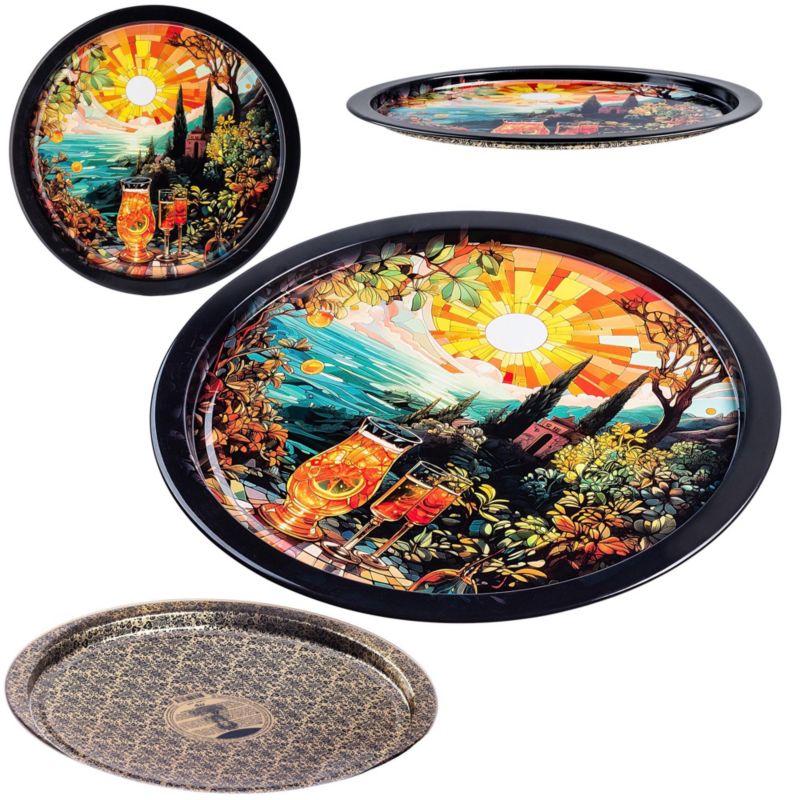 Taca KADAX metalowa okrągła litografowana 325mm Wielokolorowa Wschód 1szt.