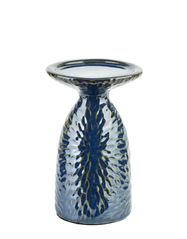 Świecznik ceramiczny Mondex Yarine 10,5x8,5x16,5 cm niebieski 1 szt.