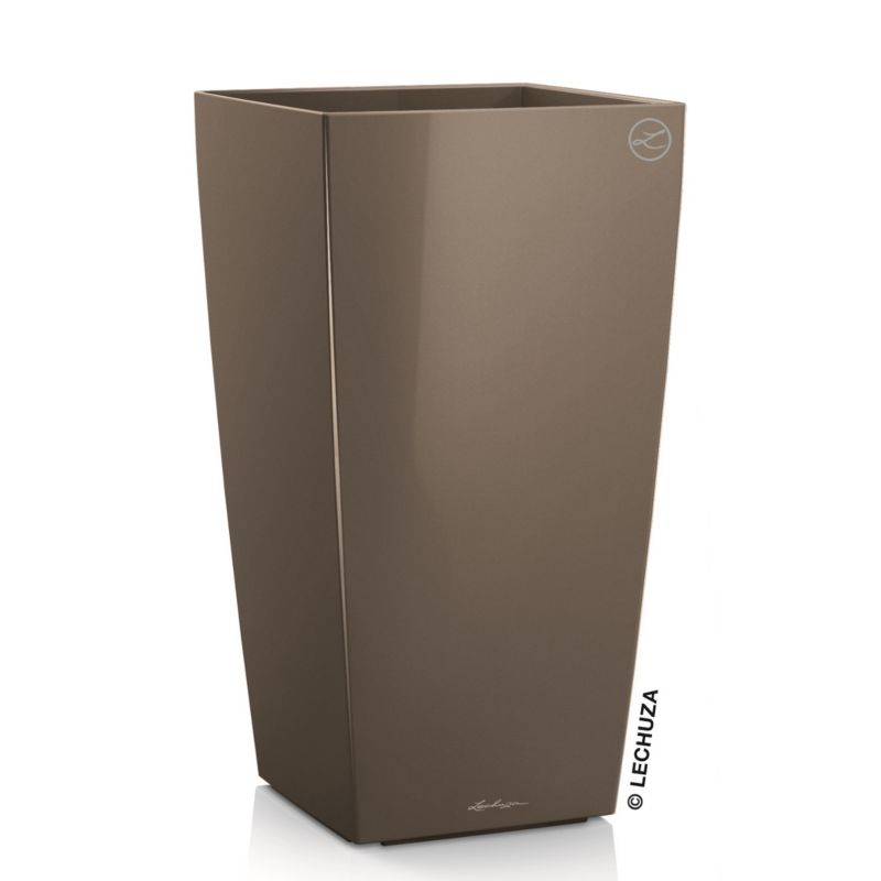Doniczka Lechuza Do Domu Ogrodu CUBICO 22 Taupe-szarobrązowy Połysk 1 szt