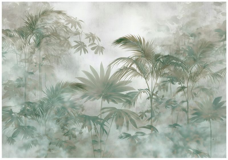 Fototapeta WALLARENA Do Sypialni Salonu Na Flizelinie Dżungla Liście Beton 400x280 cm 1 szt.