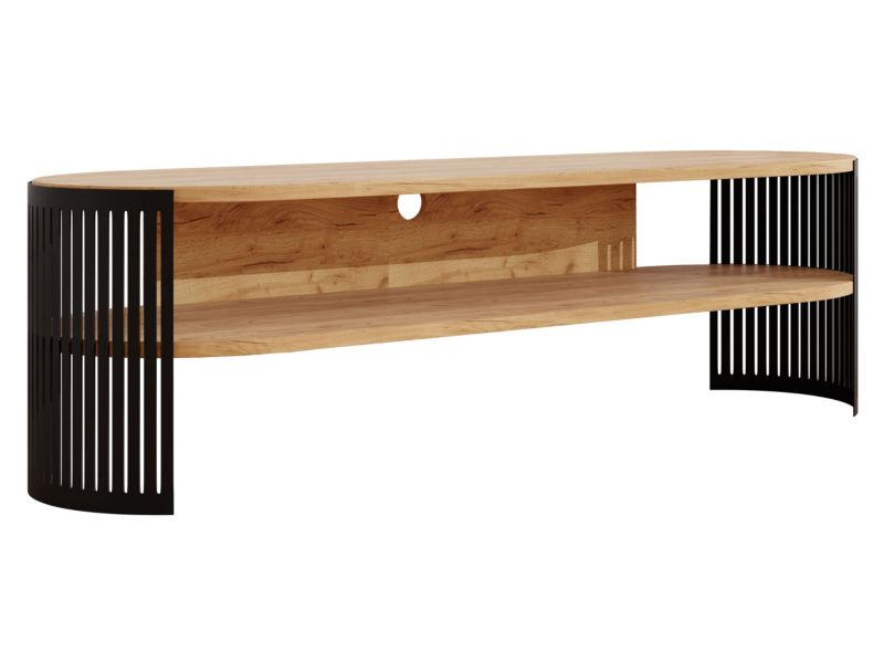 Szafka RTV owalna MIRJAN 24 Fikoli czarny/dąb craft złoty 1 szt.