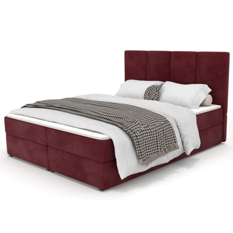 Łóżko Muralo Tapicerowane Kontynentalne Bordowe 140x200x113 cm 1szt.