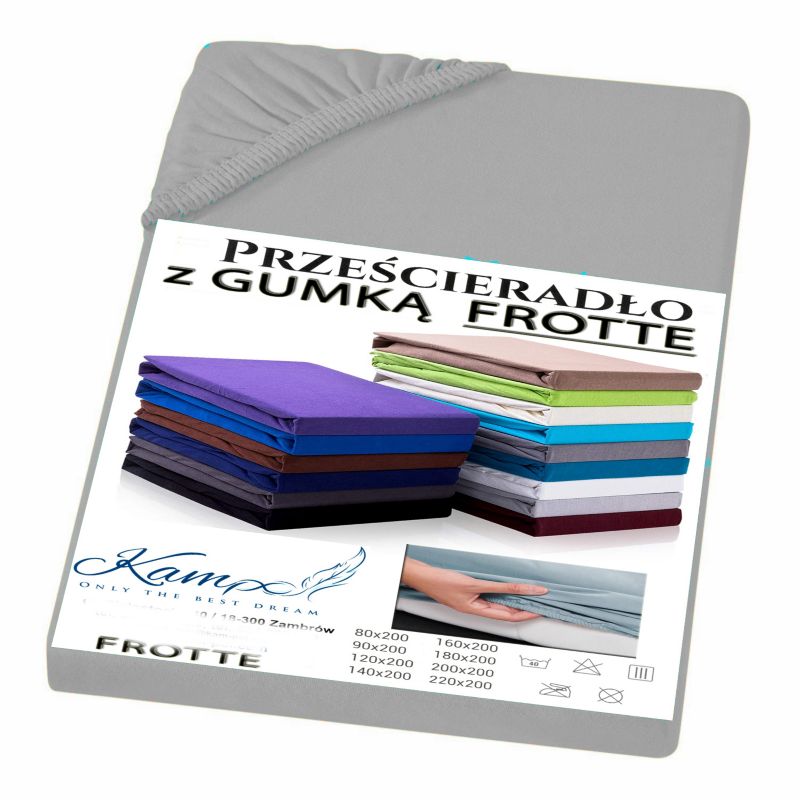 Prześcieradło z gumką frotta szary jasny 160x210 1 szt.
