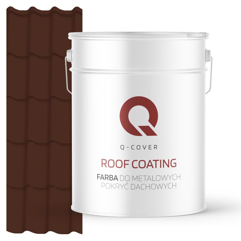 Farba do Metalowych Pokryć Dachowych Q-Cover Ciepły brąz RAL8016 Wysoki Połysk 10L