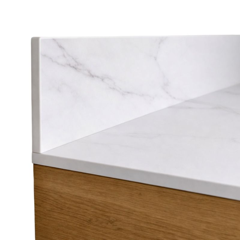 Blat łazienkowy HPL do szafki 60cm 61x46,5cm Calacatta z panelem 12cm 1szt.