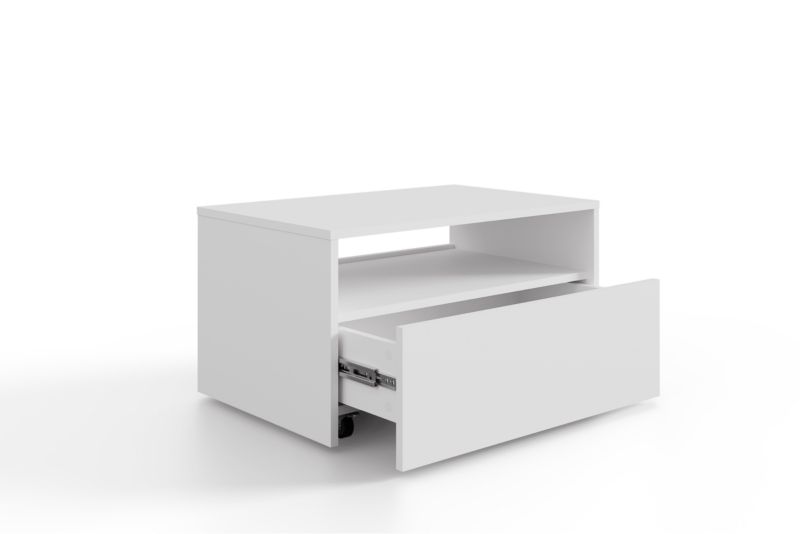 Stolik kawowy KOBI LINO Biały na kółkach z szufladą nowoczesna ława do salonu 1 szt.