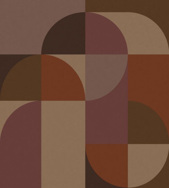 fototapeta ESTAhome koła w stylu Bauhaus brązowym,fioletowymIterakota 2.5 x 2.79 m - 1 rol.