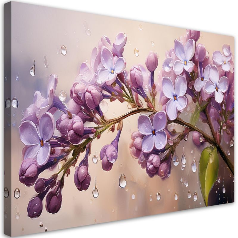 Obraz do salonu sypialni Feeby Kwitnące Kwiaty Bzu Krople Rosy 100x70 cm 1 szt