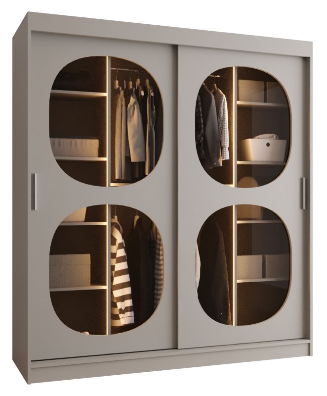 Szafa przesuwna z lustrem Garderoba Abiks BAHRAJN 2 180 kaszmir + LED 1 szt.