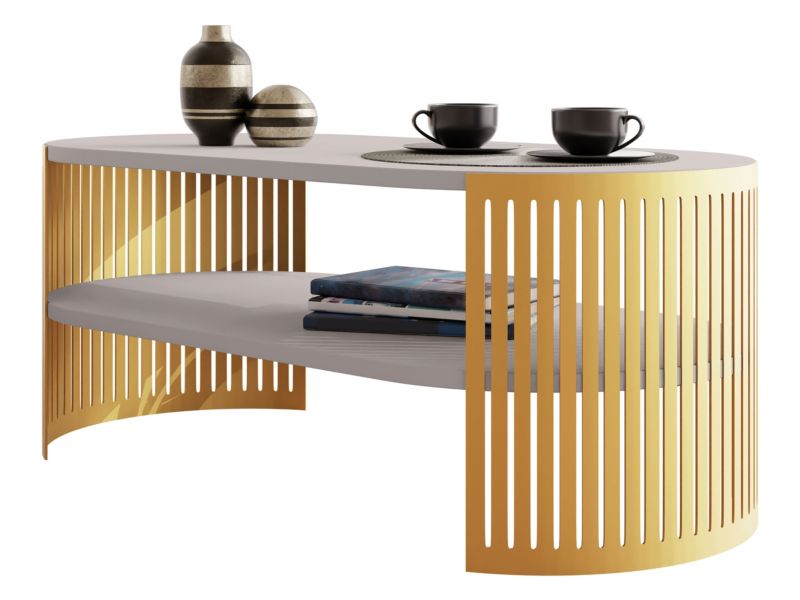 Stolik kawowy owalny MIRJAN 24 Fikoli I złoty/kaszmir 1 szt.