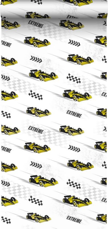 Tapeta Sanders & Sanders samochody wyścigowe żółtym 50 x 900 cm - 1 rol.