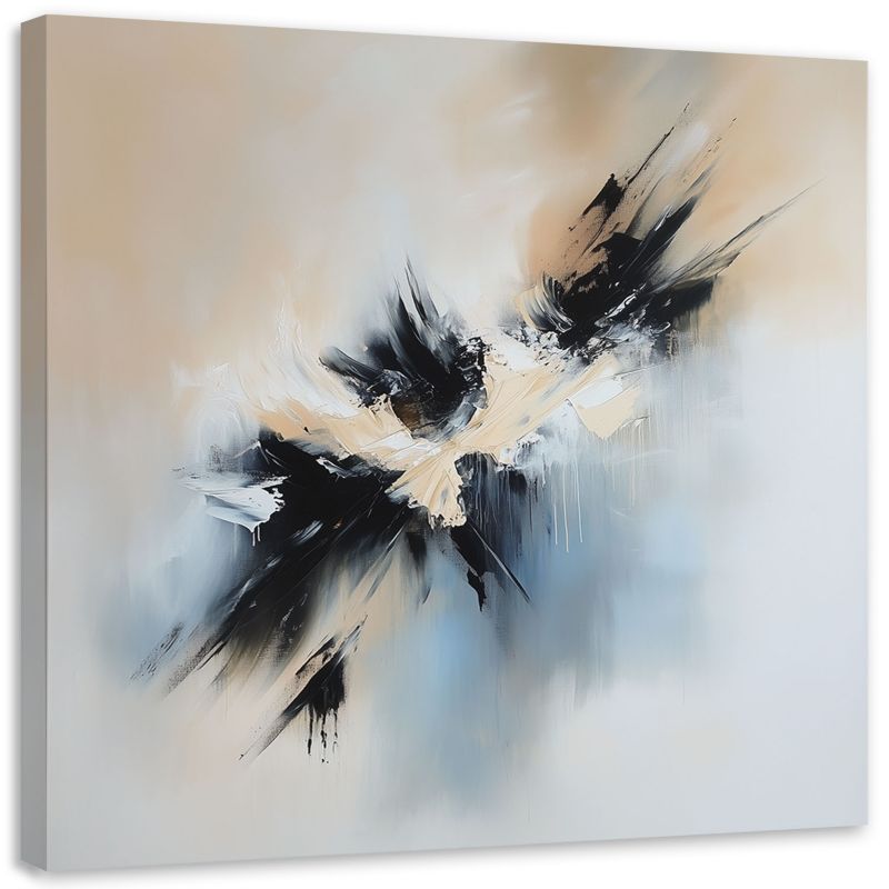 Obraz do salonu sypialni Feeby Abstrakcja beżowy czarny jak malowany 40x40cm 1szt