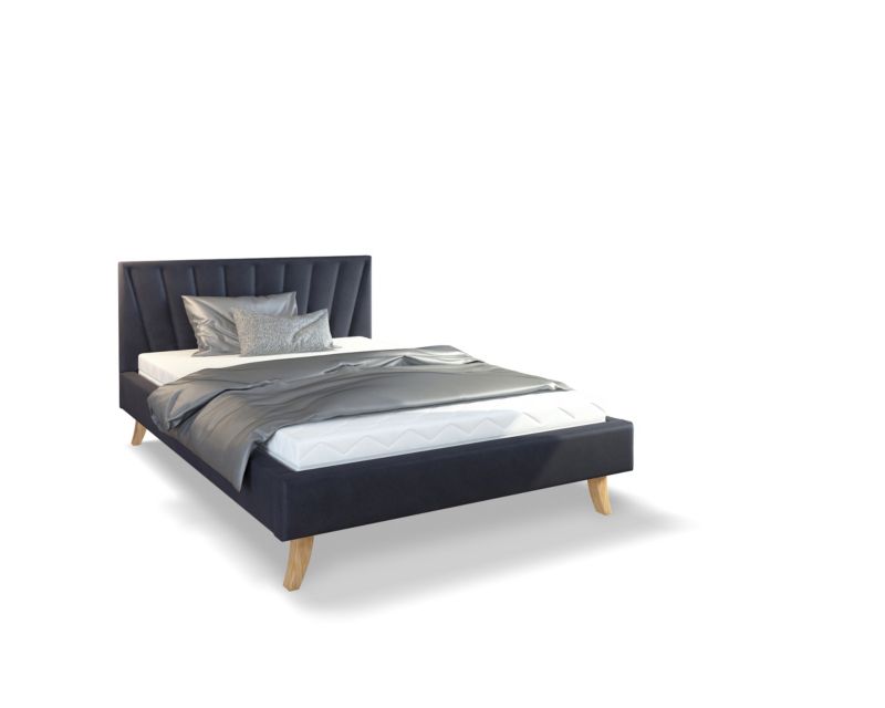 Łóżko śpijzdrowo tapicerowane MALMO 120x200 czarne z materacem 1 szt.