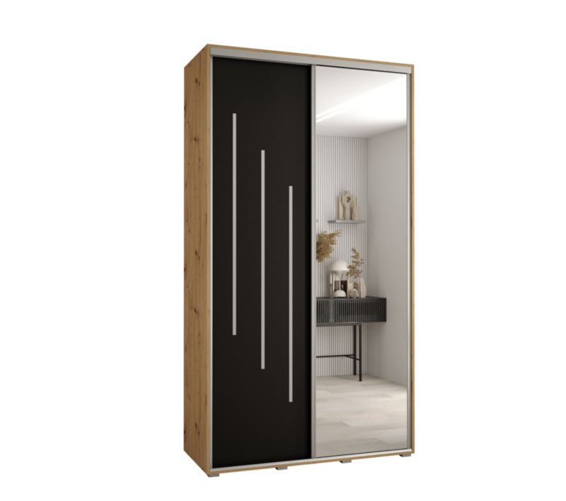 Szafa przesuwna Abiks DAVOS 9 wysoka szer.130cm gł.60cm artisan/czarny/srebrny 1szt.