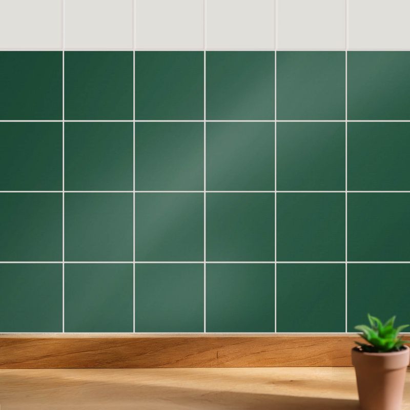 Naklejki na kafelki Wallfluent 10x10 cm Kolor Ciemnozielony samoprzylepna folia 24 szt.