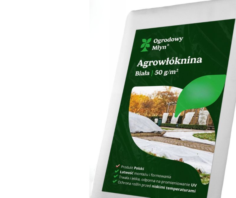 Agrowłóknina Ogrodowy Młyn Biała Zimowa 50g 1,6x10m Otulina Oddychająca Lekka Uniwersalna 1 szt