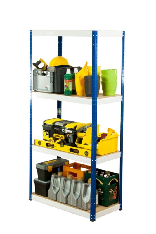 Regał metalowy MODO24 magazynowy garażowy niebiesko-biały helios 180x110x30cm 4 półki po 275 kg 1 szt.