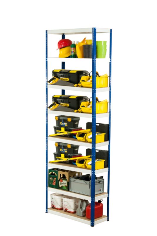 Regał metalowy MODO24 magazynowy niebiesko-biały helios 270x100x45cm 8 półek po 275 kg 1 szt.